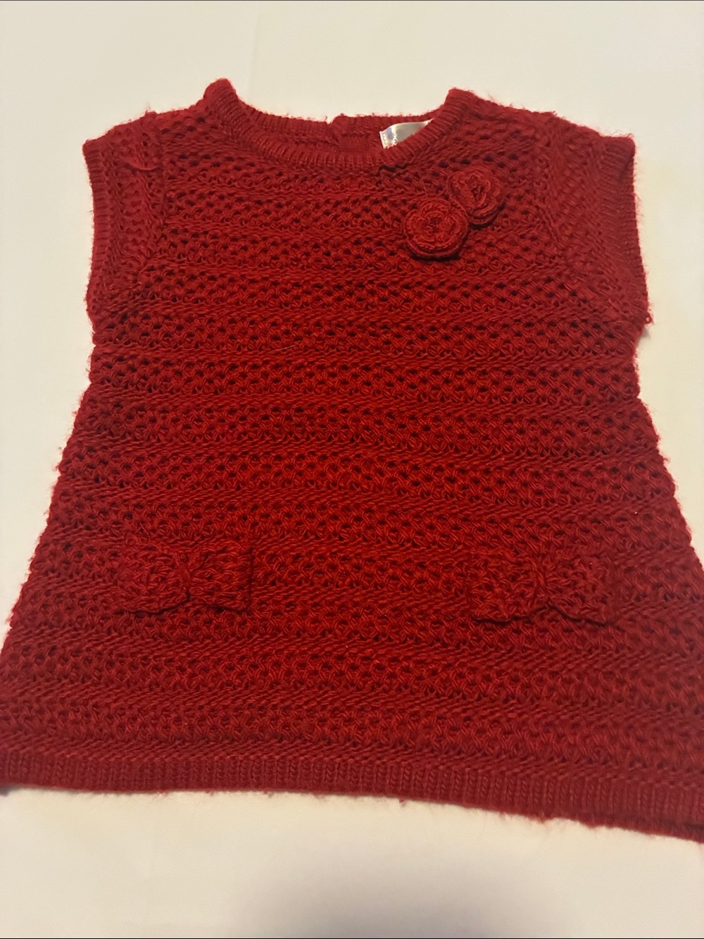 Cherokee Red Knit Girls Sleeveless Tank Top with Flower Accents